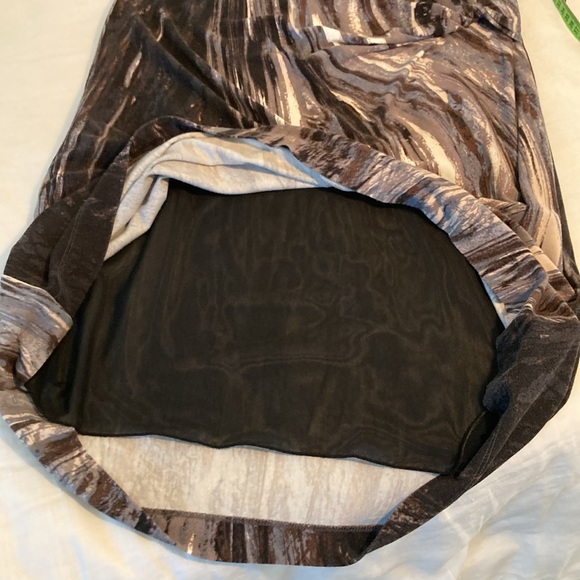 NICE +ZOE abstract neutral color sleeveless cinched dress L - Picture 13 of 16